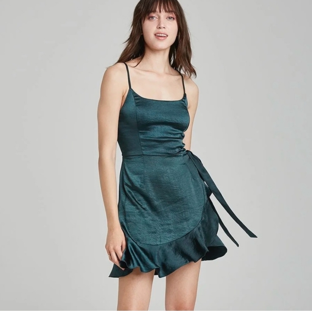 Wild Fable Green Emerald Side Ruffle Tank Dress Sz L